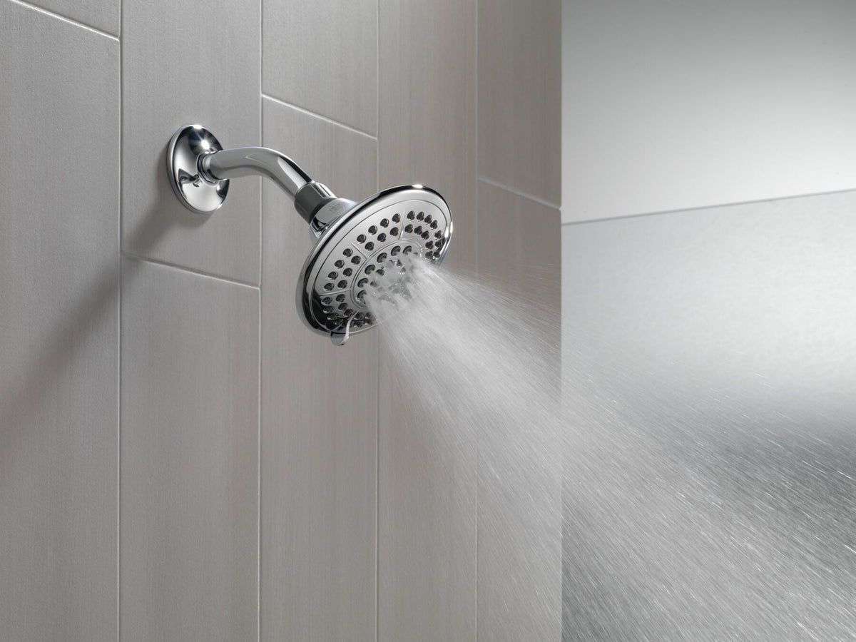 Delta 5-Spray 5 in. Fixed Shower Head with Pause, SpotShield Brushed Nickel