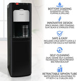 3 or 5 Gal. Water Cooler in Black with Self-Cleaning Feature