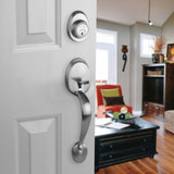 Satin Nickel Colorado Front Door Handleset with Sierra Knob