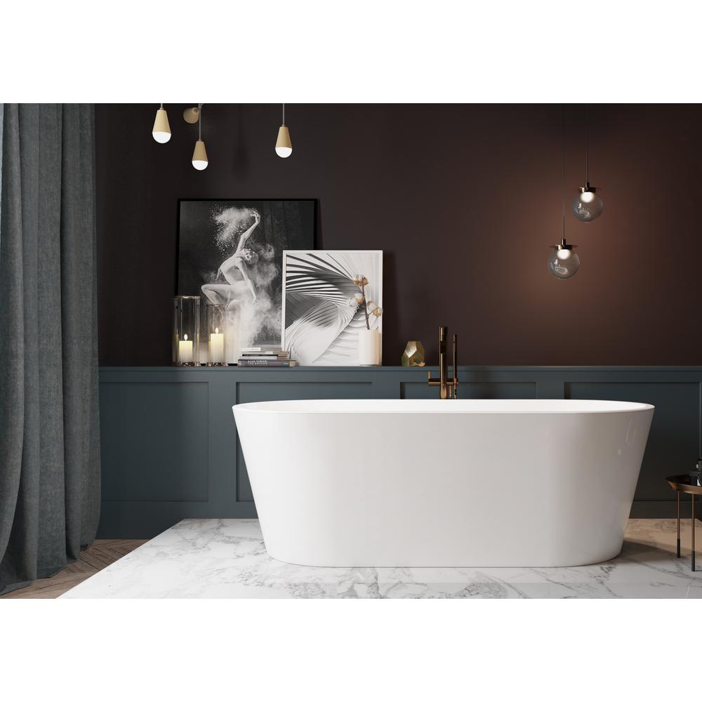 59 in. Fiberglass Double Ended Flatbottom Non-Whirlpool Bathtub in Glossy White - Super Arbor