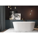 59 in. Fiberglass Double Ended Flatbottom Non-Whirlpool Bathtub in Glossy White - Super Arbor