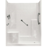 60 in. x 33 in. x 77 in. Freedom Low Threshold 3-Piece Shower Kit in White with Chrome Package Right Seat and Left Drain - Super Arbor