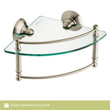 8 in. W Glass Corner Shelf with Hand Towel Bar in Brushed Nickel - Super Arbor