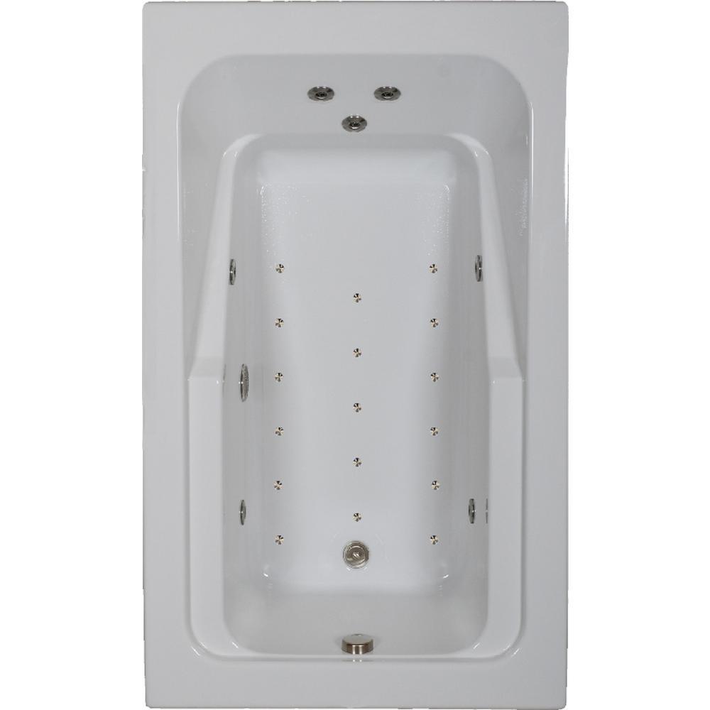 66 in. Acrylic Rectangular Drop-in Air and Whirlpool Bathtub in White - Super Arbor
