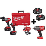 M18 FUEL 18-Volt Lithium-Ion Brushless Cordless Hammer Drill Driver/Impact Driver/Impact Wrench Kit with 4-Batteries - Super Arbor
