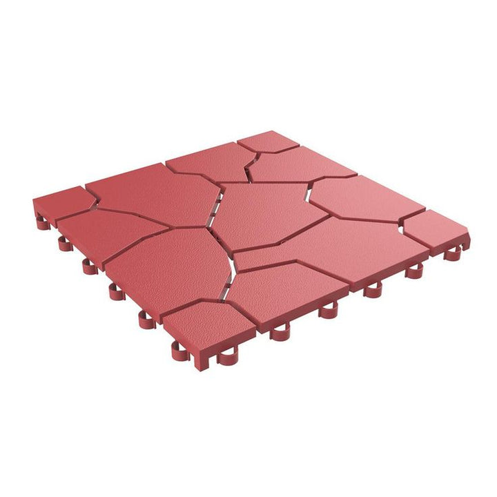 Pure Garden 11.5 in. x 11.5 in. Outdoor Interlocking Brick Look Polypropylene Patio and Deck Tile Flooring in Brick Red (Set of 6)