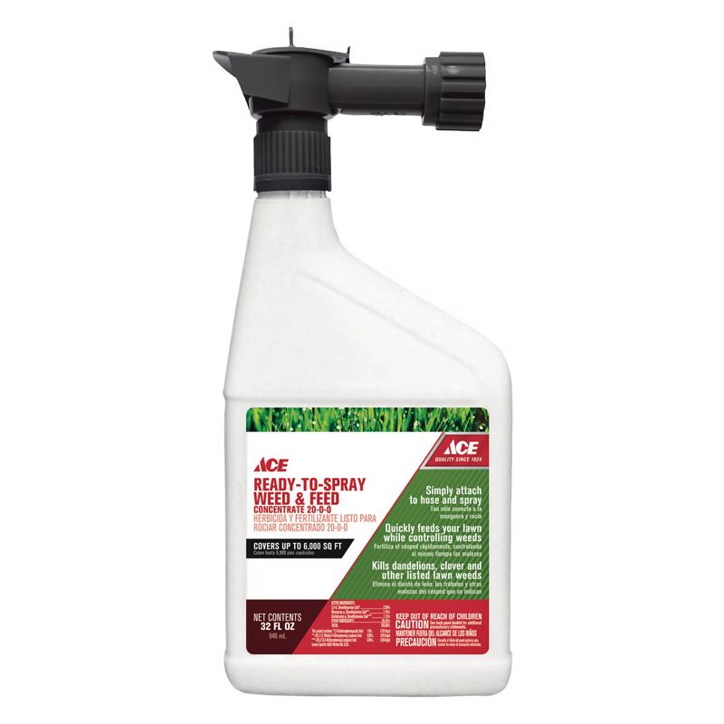 Ace Ready-To-Spray Weed & Feed Concentrate 20-0-0, Hose-End, 32 oz