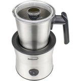 15 oz. Silver Cordless Electric Milk Frother with Warmer and Hot Chocolate Maker