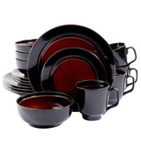 Bella Galleria 16-Piece Contemporary Black and Red Stoneware Dinnerware Set (Service for 4)