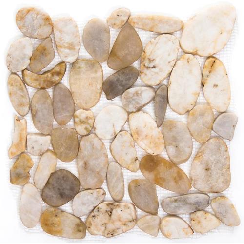 Emser Flat Rivera Pebble 10-Pack Cream Natural Stone Border Tile (12-in x 12-in) - Super Arbor