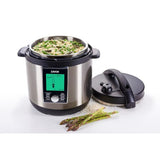 LUX LCD 6 Qt. Stainless Steel Electric Pressure Cooker with Stainless Steel Cooking Pot