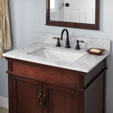 25 in. W x 19 in. D Marble Vanity Top in Carrara with White Single Trough Sink - Super Arbor