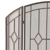 Gilmer Contemporary Black and Copper Three Panel Iron Fire Screen - Super Arbor