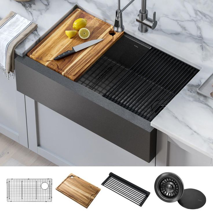 Gunmetal 32.88 in. Stainless Steel 16-Gauge PVD Single Bowl Farmhouse Apron Workstation Kitchen Sink with Accessories