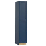 Home Decorators Collection Newport 18 in. W x 24 in. D x 90 in. H Assembled Plywood Pantry Kitchen Cabinet in Mythic Blue with 4ROT Soft Close RH