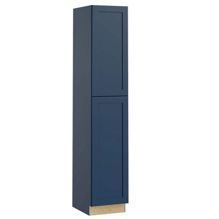 Home Decorators Collection Newport 18 in. W x 24 in. D x 90 in. H Assembled Plywood Pantry Kitchen Cabinet in Mythic Blue with Soft Close RH