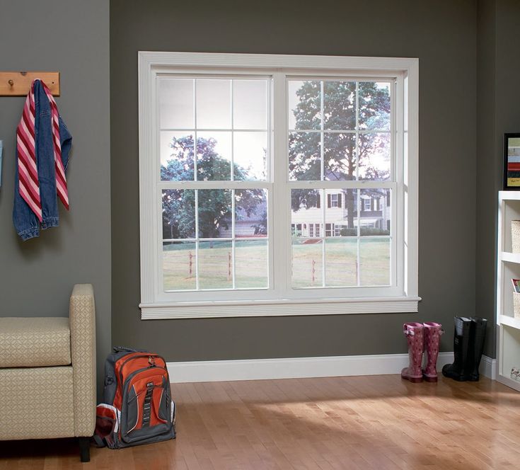 RELIABILT 105 Series New Construction 35-1/2-in x 59-1/2-in x 2-5/8-in Jamb White Vinyl Low-e Argon Single Hung Window with Grids Half Screen Included
