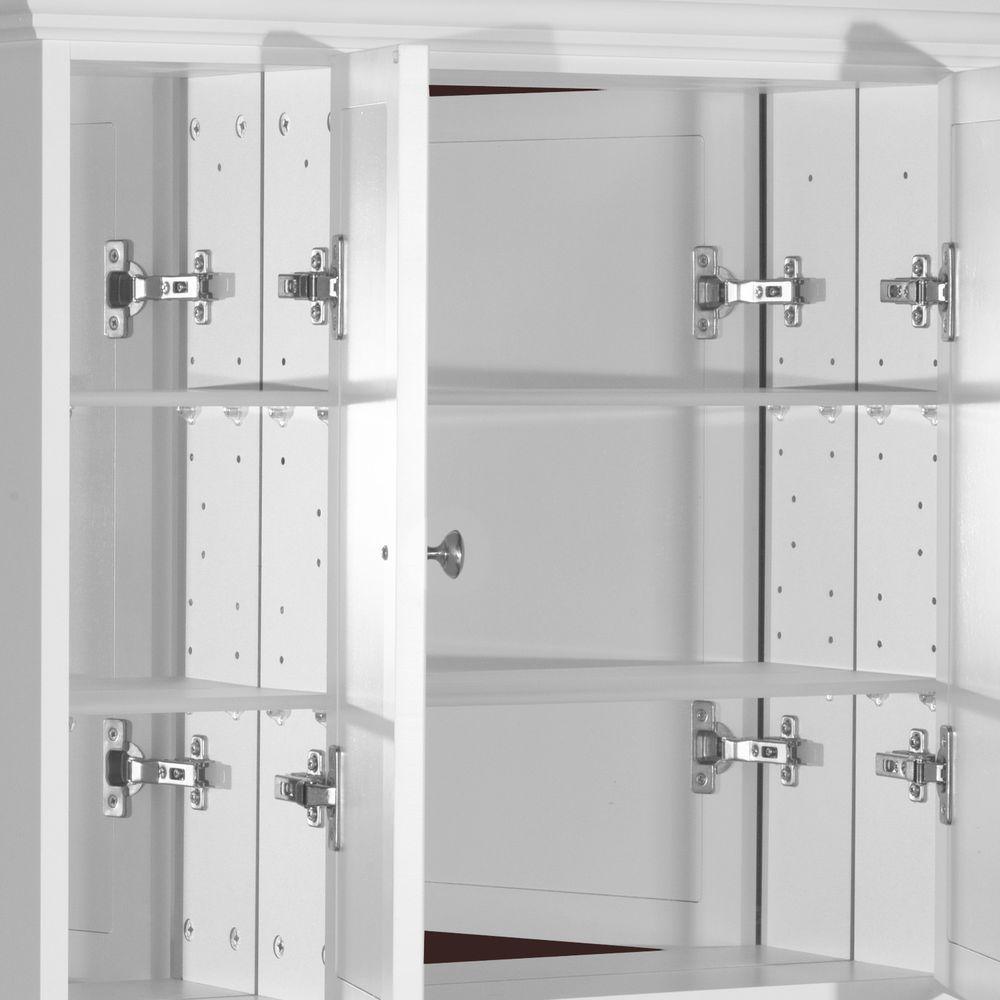 Shaker 48 in. W x 27 in. H x 6-1/2 in. D Framed Tri-View Surface-Mount Bathroom Medicine Cabinet in Satin White - Super Arbor
