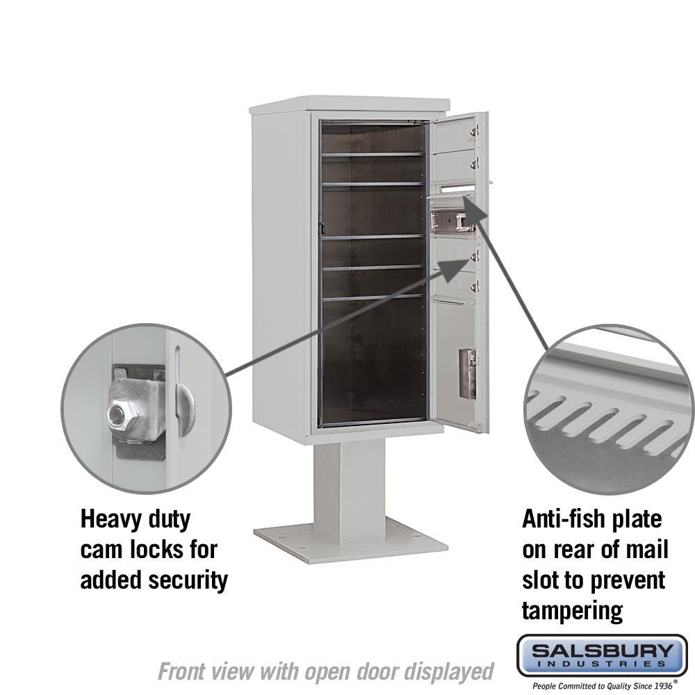 3400 Horizontal Series 4-Compartment 1-Parcel Locker Pedestal Mount Mailbox - Super Arbor
