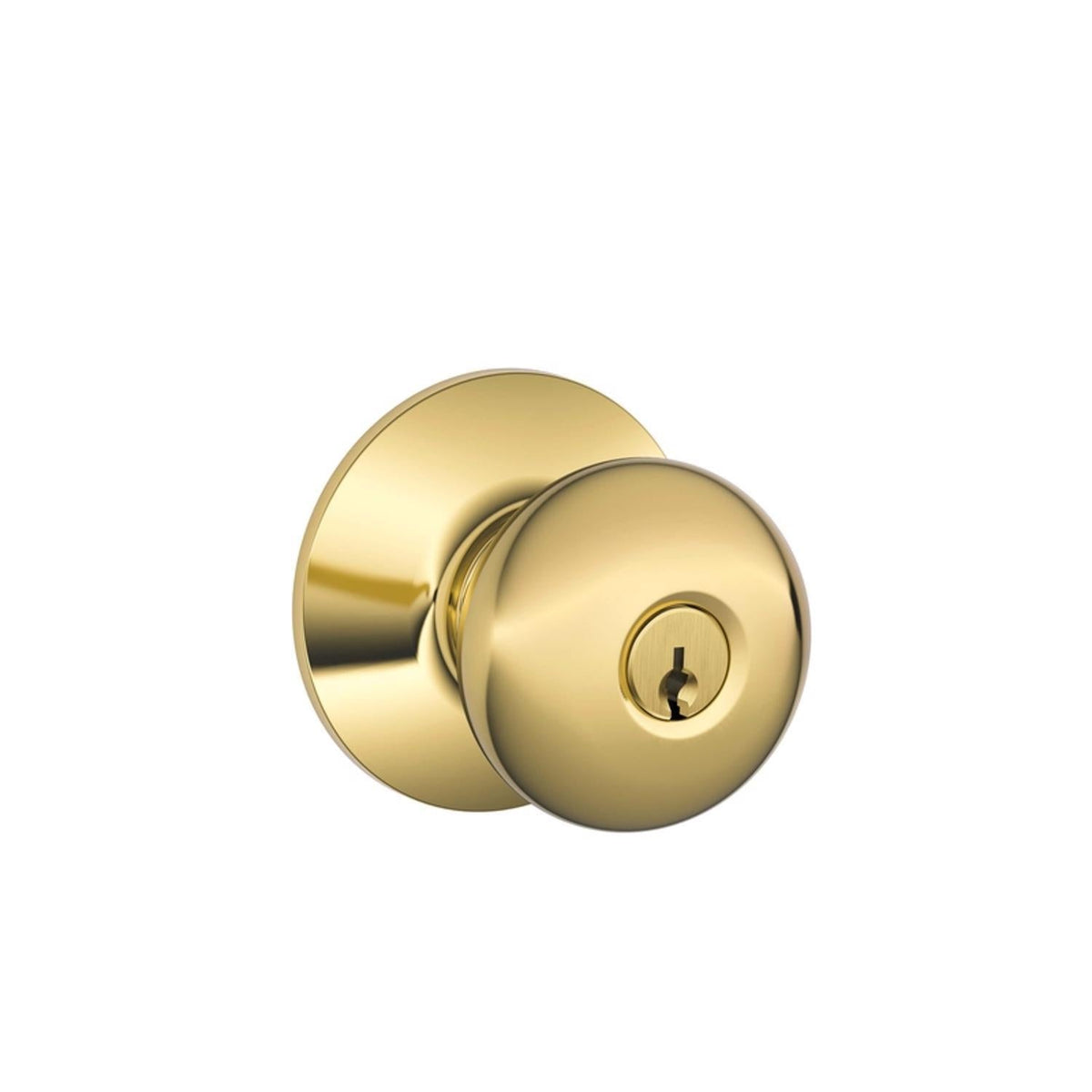 Schlage Plymouth Bright Brass Keyed Entry Door Knob, ANSI Grade 2, Fits 1-3/8 to 1-3/4 in Doors