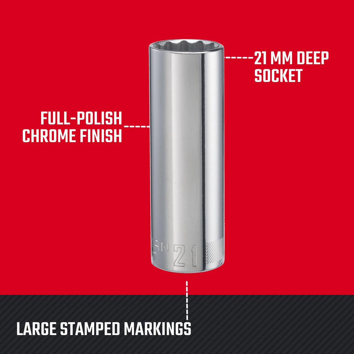 Craftsman 21 mm Metric 12 Point Deep Socket, 1/2 in. Drive