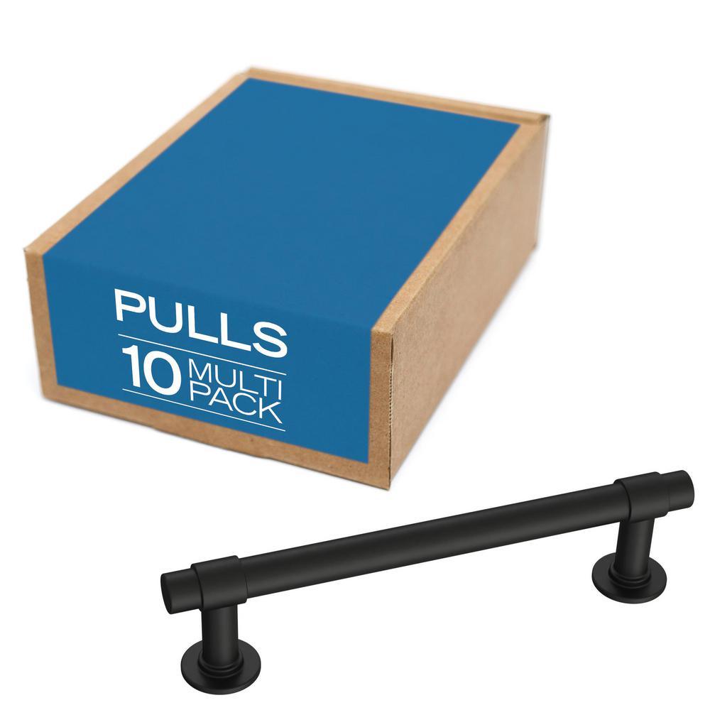 5-1/16 in. (128 mm) Matte Black Straight Bar Drawer Pull (10-Pack) - Super Arbor