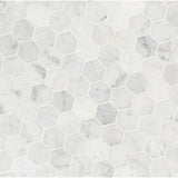 Carrara White Hexagon 12 in. x 12 in. x 8mm Honed Marble Mesh Mounted Mosaic Tile (9.8 sq. ft./ case)