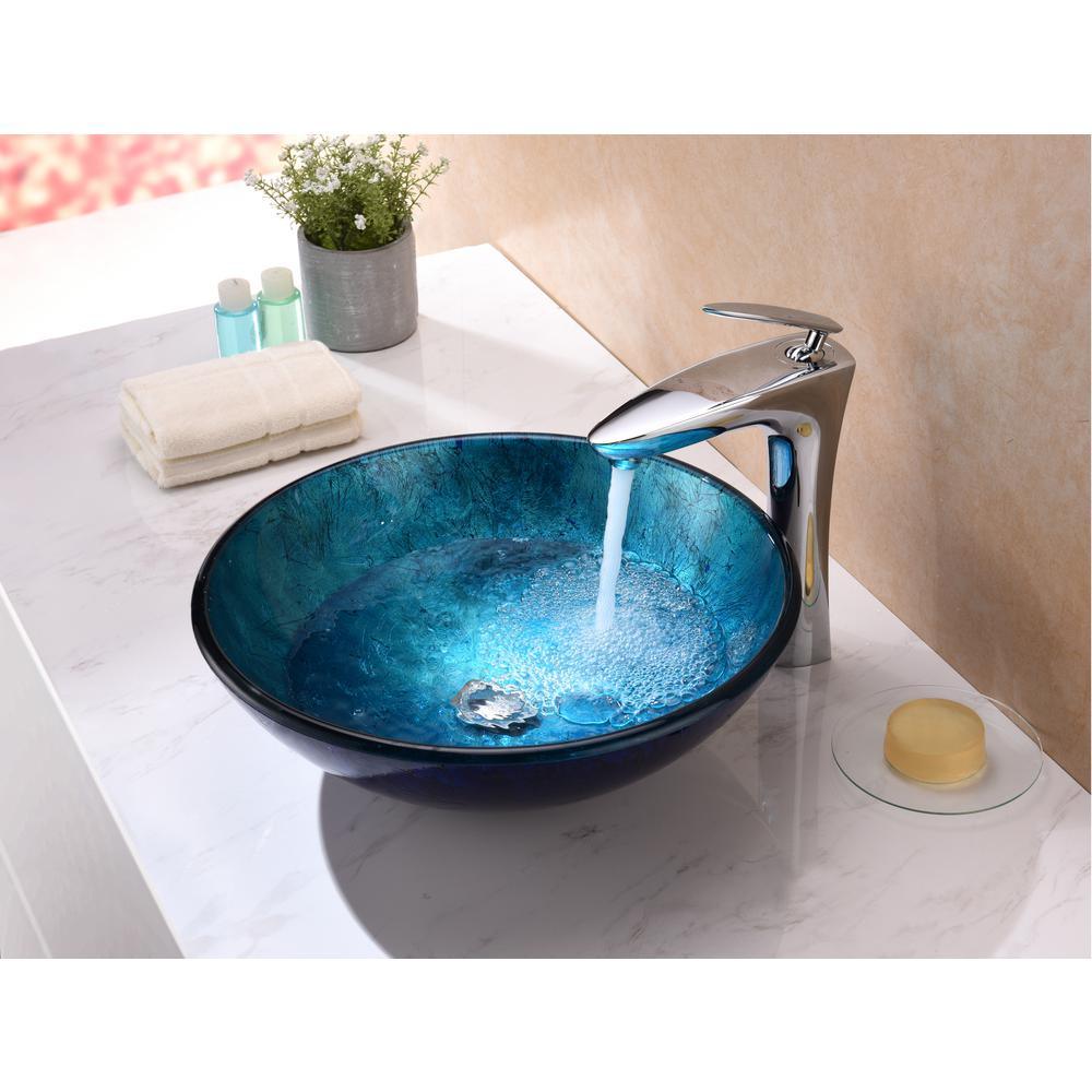 Arc Series Vessel Sink in Frosted Blue - Super Arbor