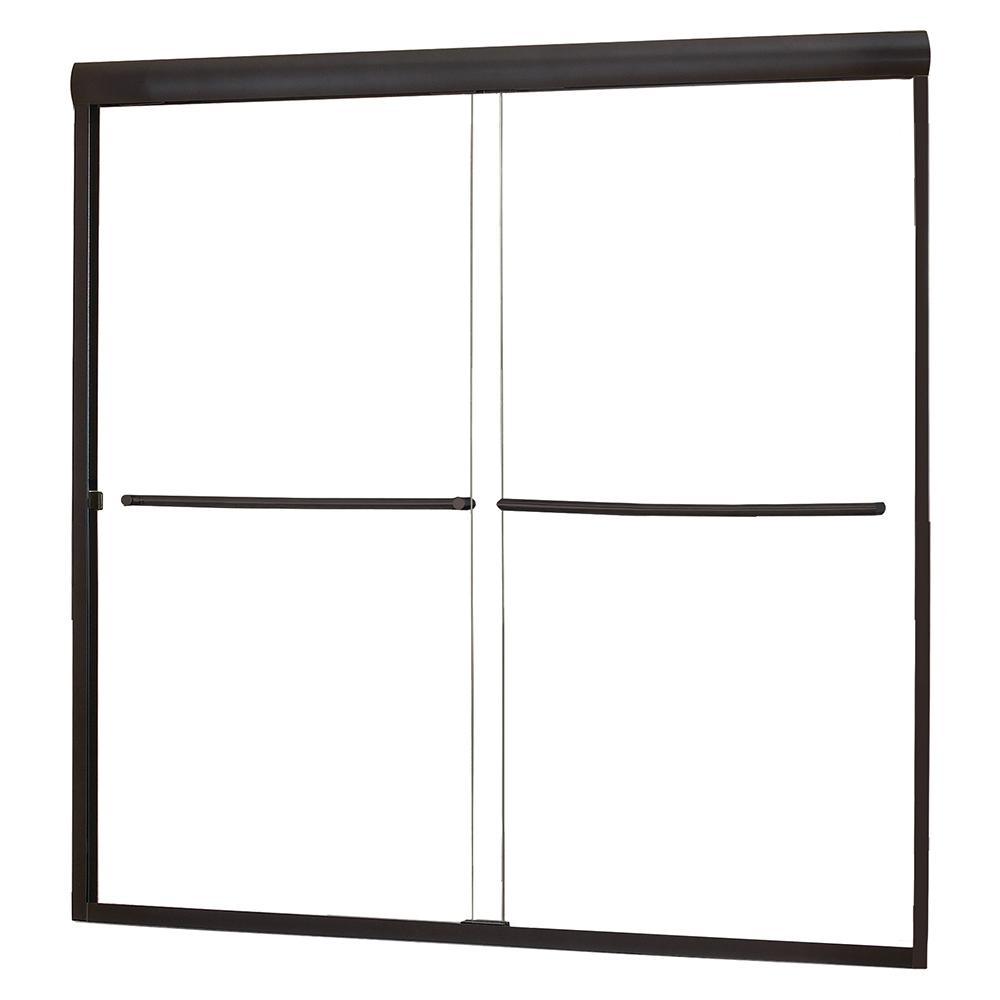 Cove 60 in. x 60 in. Semi-Framed Sliding Bathtub Door in Brushed Nickel with 1/4 in. Clear Glass - Super Arbor