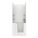 Rampart Nova Heated 5 ft. Walk-in Whirlpool Bathtub with Flat Easy Up Adhesive Wall Surround in White - Super Arbor