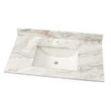 25 in. W Marble Single Sink Vanity Top in Arabescato Venato with White Sink - Super Arbor