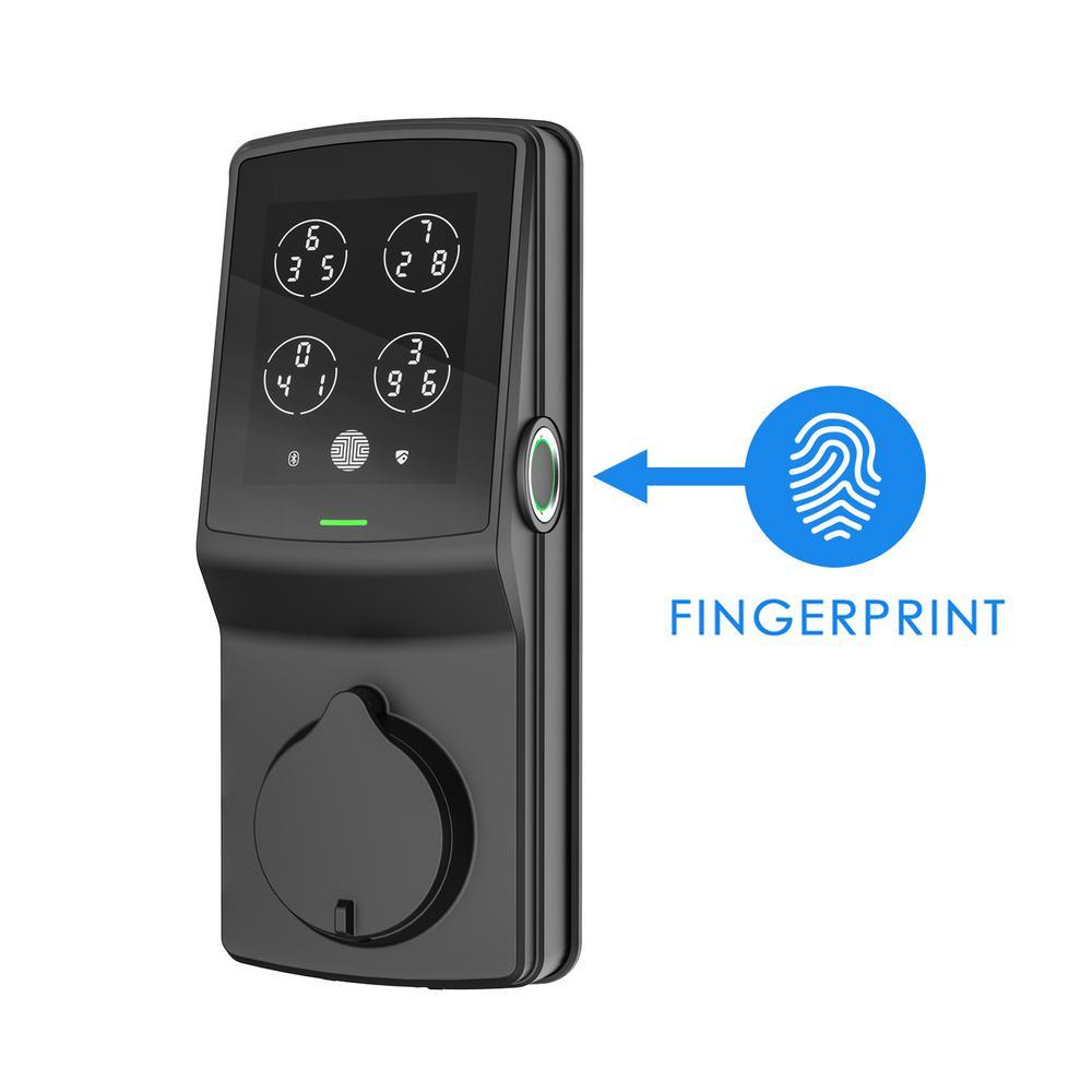 Secure Plus Satin Nickel Single-Cylinder Alarmed Deadbolt Lock with Smart Keypad, Bluetooth and 3D Fingerprint - Super Arbor
