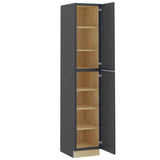 Home Decorators Collection Grayson 18 in. W x 24 in. D x 96 in. H Assembled Plywood Pantry Kitchen Cabinet in Deep Onyx with Soft Close RH