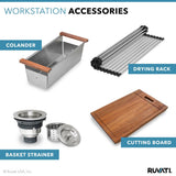 32 in. Single Bowl Workstation Tight Radius Undermount 16-Gauge Stainless Steel Kitchen Sink with Sliding Accessories - Super Arbor