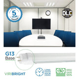 Viribright 4 ft. 40-Watt Equivalent Cool White (4000K) Type A & B Hybrid Linear T8 LED Tube Light Bulb (12-Pack)