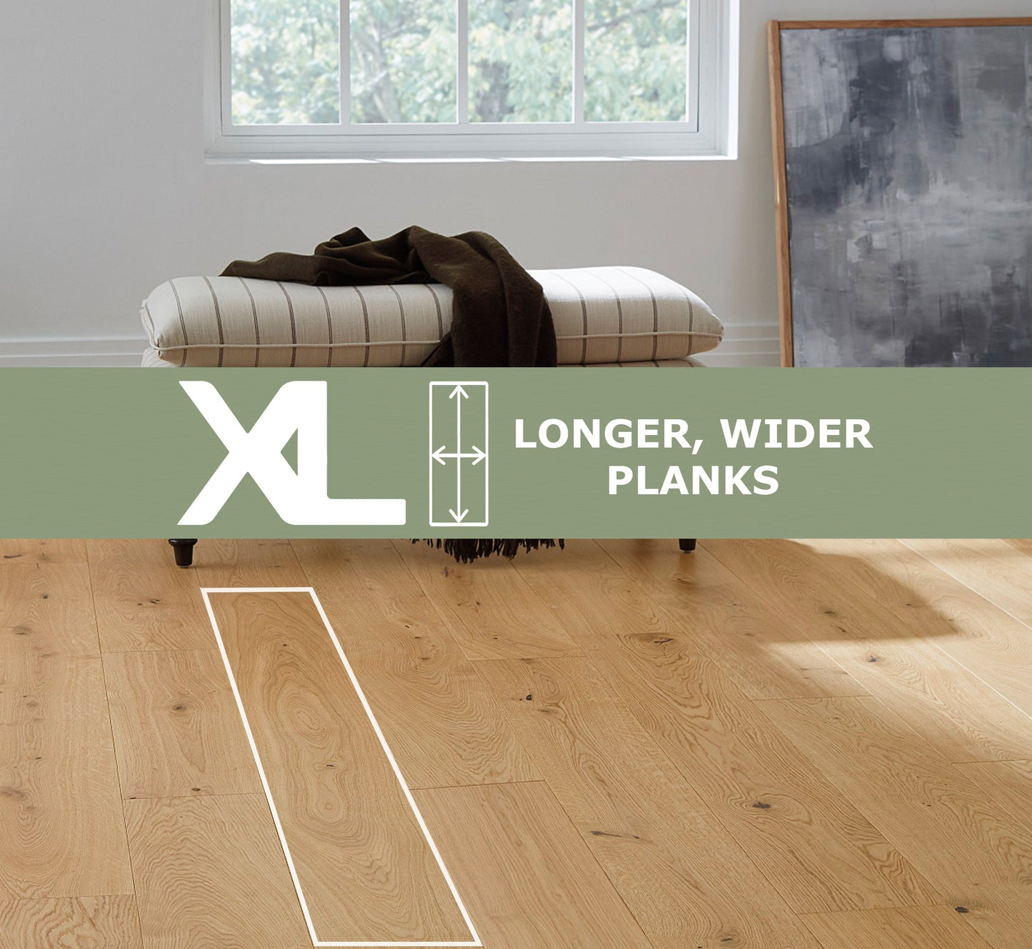 Element Flooring European white oak Yuma Sand hardwood flooring — installed room view