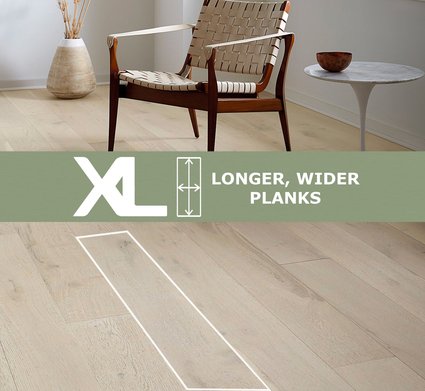 Element Flooring European white oak Evening White hardwood flooring — installed room view