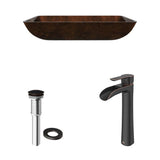 VIGO Glass Vessel Bathroom Sink in Russet and Niko Faucet Set in Antique Rubbed Bronze