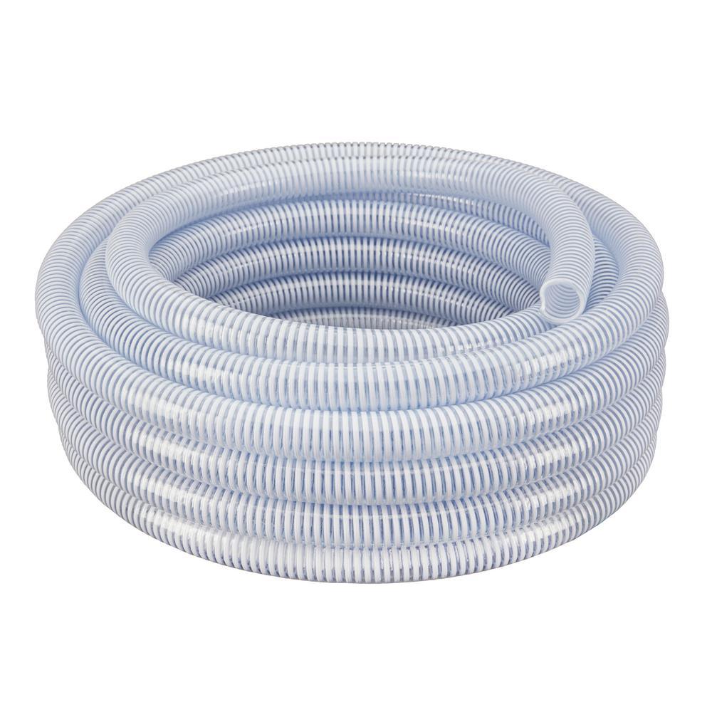 3/4 in. Dia x 25 ft. Clear Flexible PVC Suction and Discharge Hose with White Reinforced Helix - Super Arbor