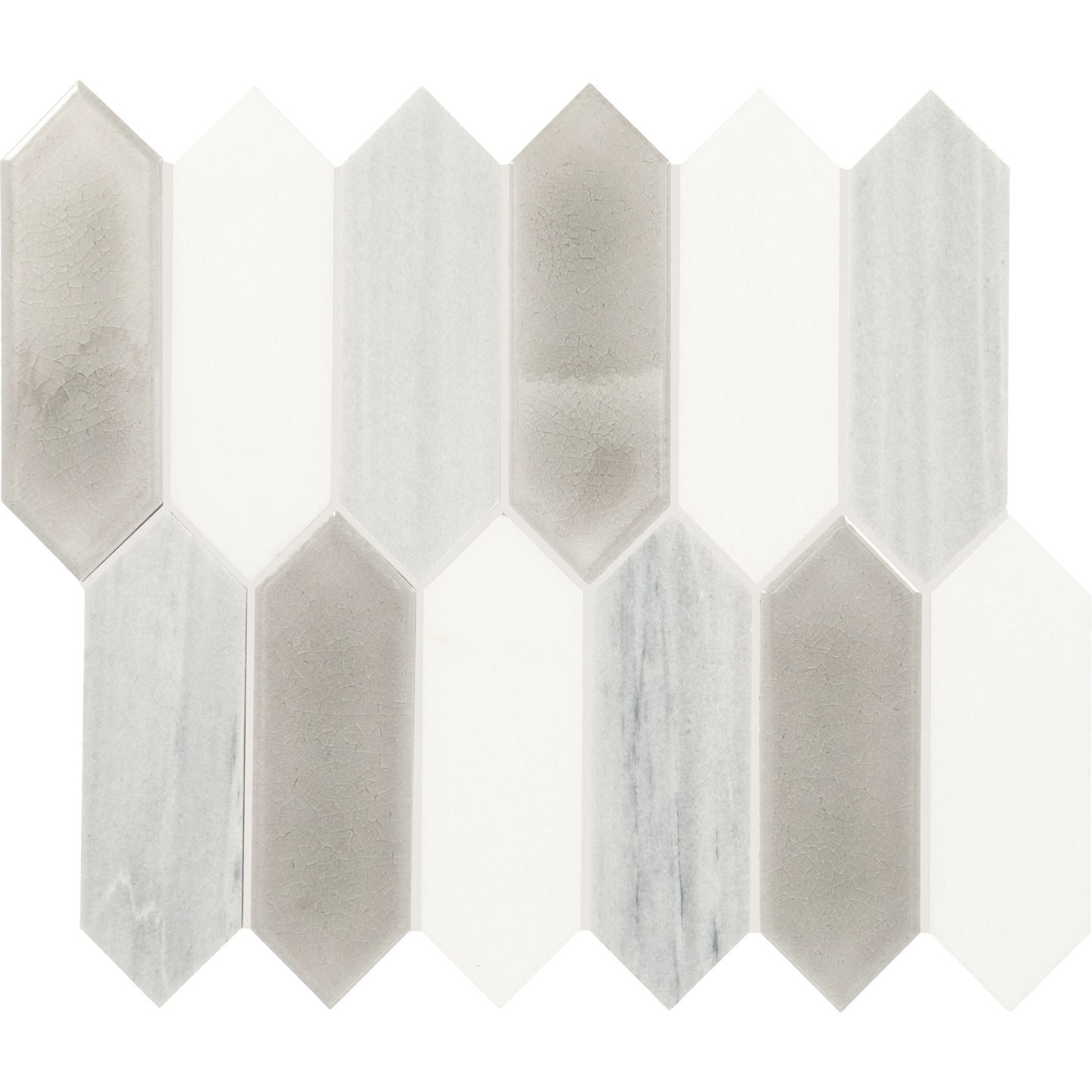 Daltile Fonte Nautical Grey Blend 10-in x 12-in Honed Natural stone Marble/limestone Marble look Picket Mosaic Floor and Wall Tile product image