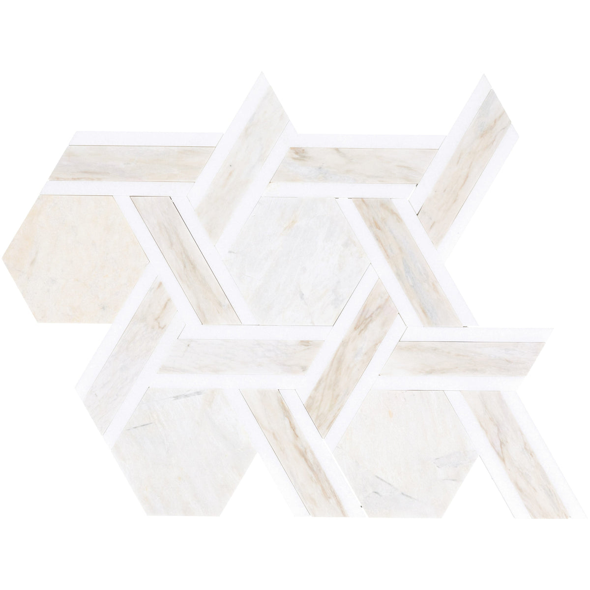 Daltile Fonte Pier White Blend 10-in x 12-in Honed Natural stone Marble/limestone Marble look Hexagon Mosaic Floor and Wall Tile product image