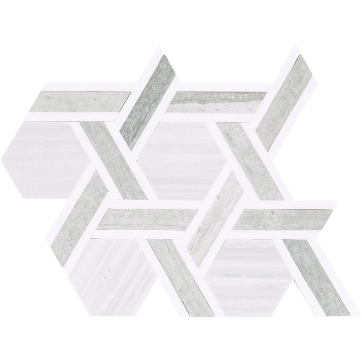 Daltile Fonte Nautical Grey Blend 10-in x 12-in Honed Natural stone Marble/limestone Marble look Hexagon Mosaic Floor and Wall Tile product image