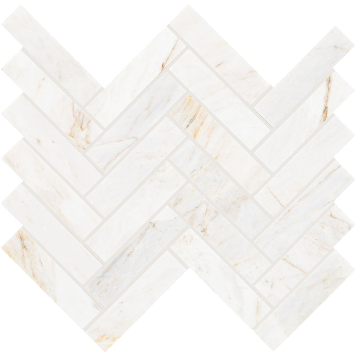 Daltile Fonte Pier White 7-in x 13-in Honed Natural stone Marble Marble look Herringbone Mosaic Floor and Wall Tile product image