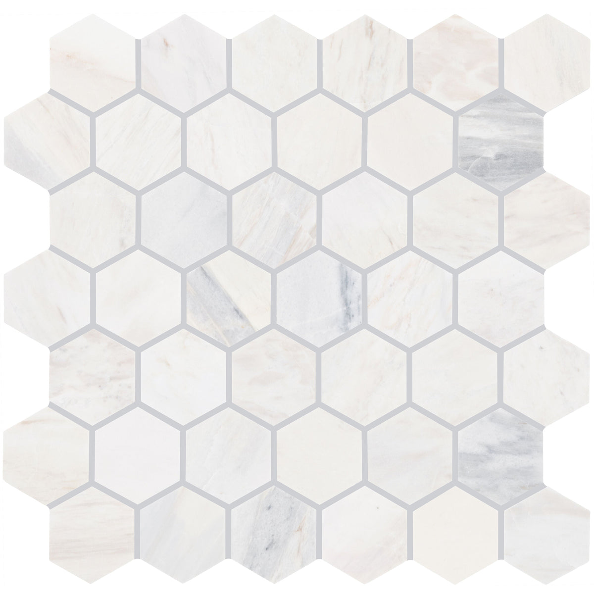 Daltile Fonte Pier White 13-in x 13-in Honed Natural stone Marble/limestone Marble look Hexagon Mosaic Floor and Wall Tile product image