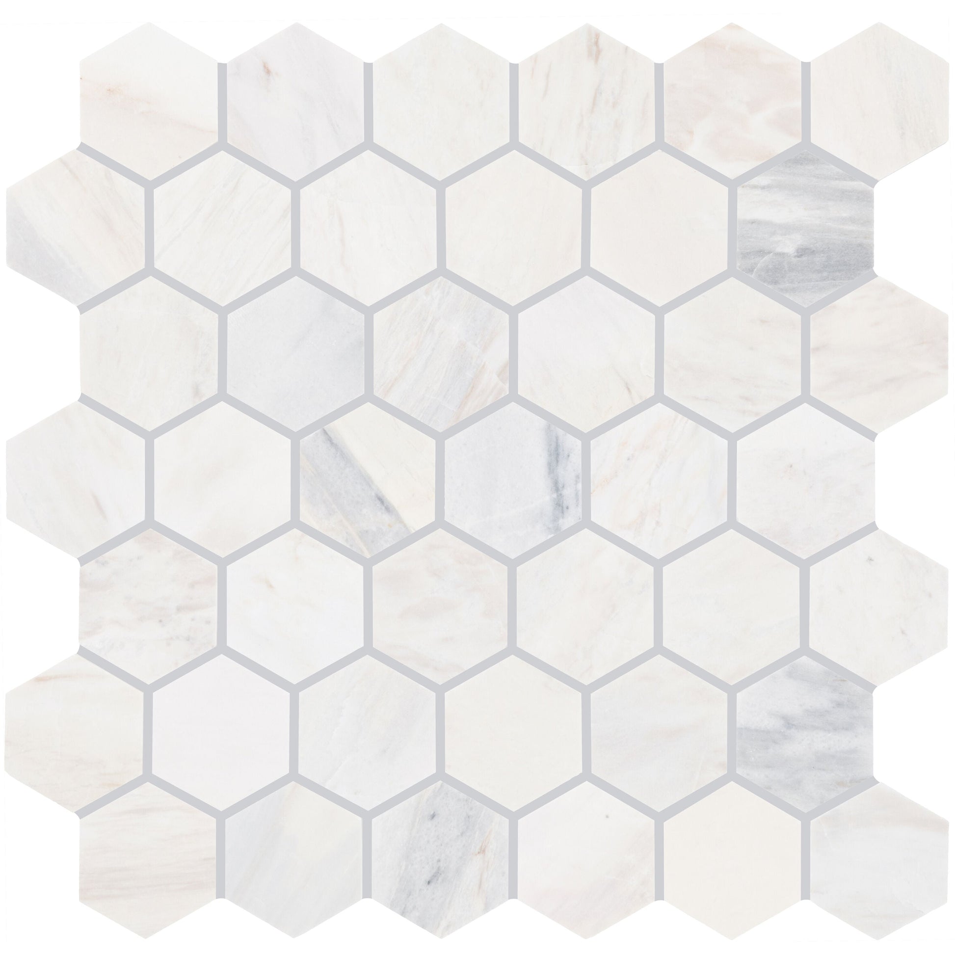 Daltile Fonte Pier White 13-in x 13-in Honed Natural stone Marble/limestone Marble look Hexagon Mosaic Floor and Wall Tile product image