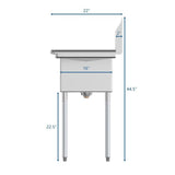 Freestanding Stainless Steel 56 in. 2-Hole Double Bowl Commercial Kitchen Sink