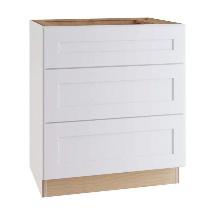 Home Decorators Collection Newport 30 in. W x 24 in. D x 34.5 in. H Assembled Plywood Cooktop Base Kitchen Cabinet in Pacific White with Soft Close