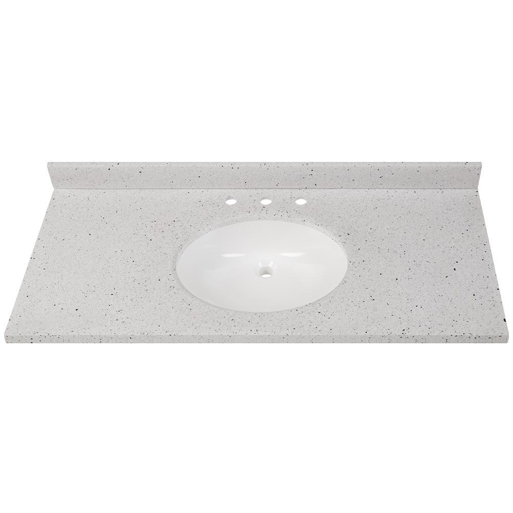 31 in. x 22 in. Stone Effects Vanity Top in Cascade with White Sink - Super Arbor