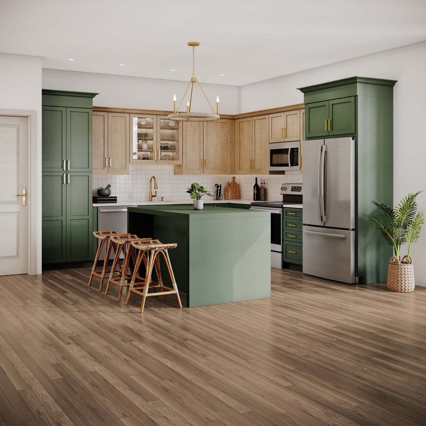 allen + roth Oak Aged Lodge hardwood flooring — installed room view