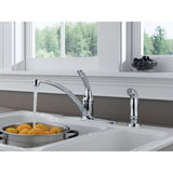 Foundations Single-Handle Standard Kitchen Faucet with Side Sprayer in Chrome - Super Arbor